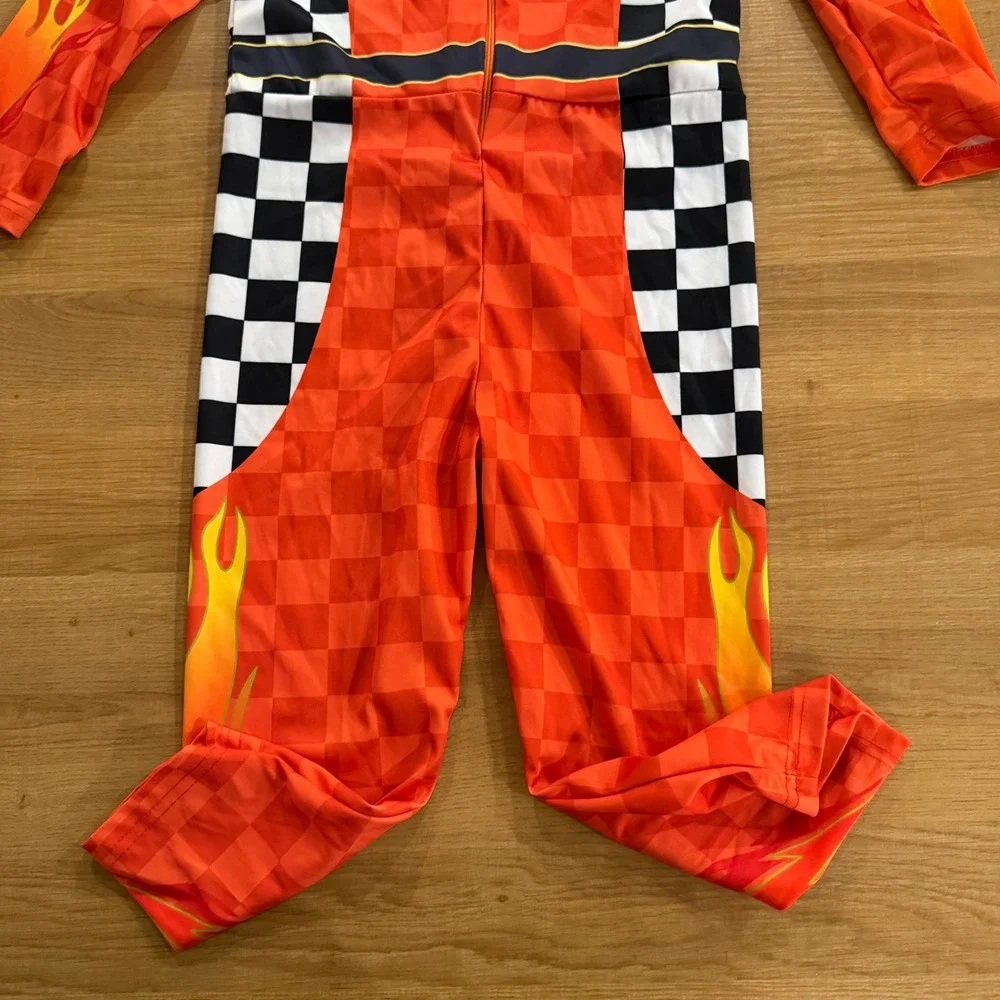 Disney Pixar Cars Lightning McQueen Racing Costume Jumpsuit Orange Kids 3T-4T - Picture 5 of 5